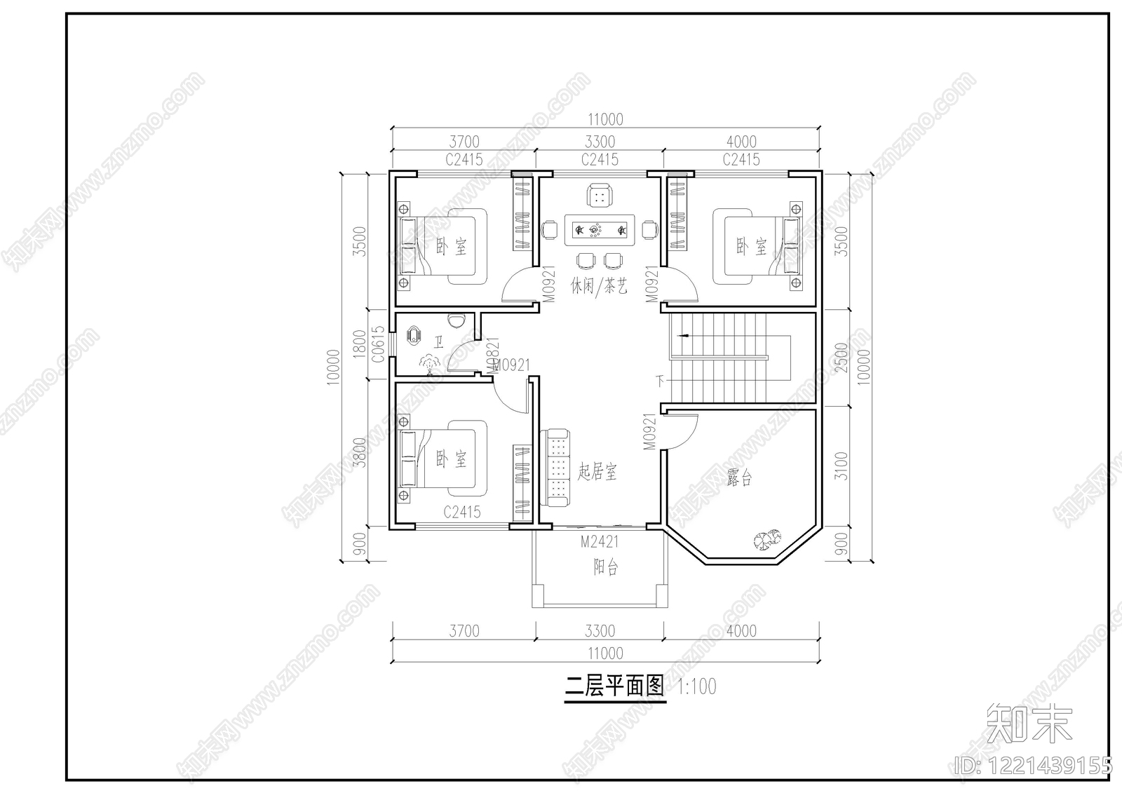 别墅建筑cad施工图下载【ID:1221439155】