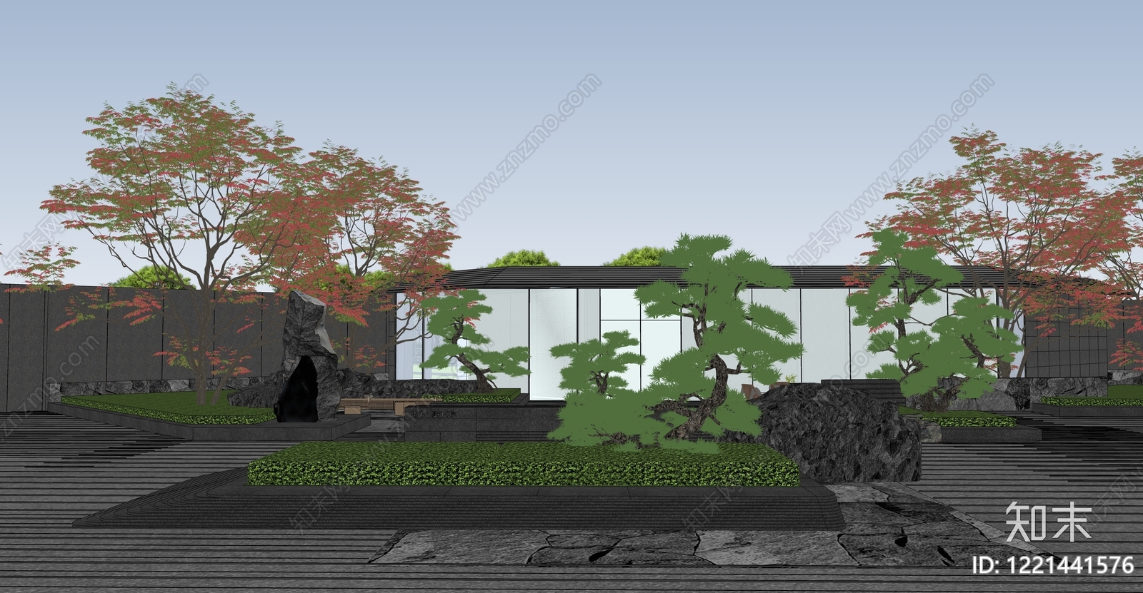 新中式景观小区景观SU模型下载【ID:1221441576】