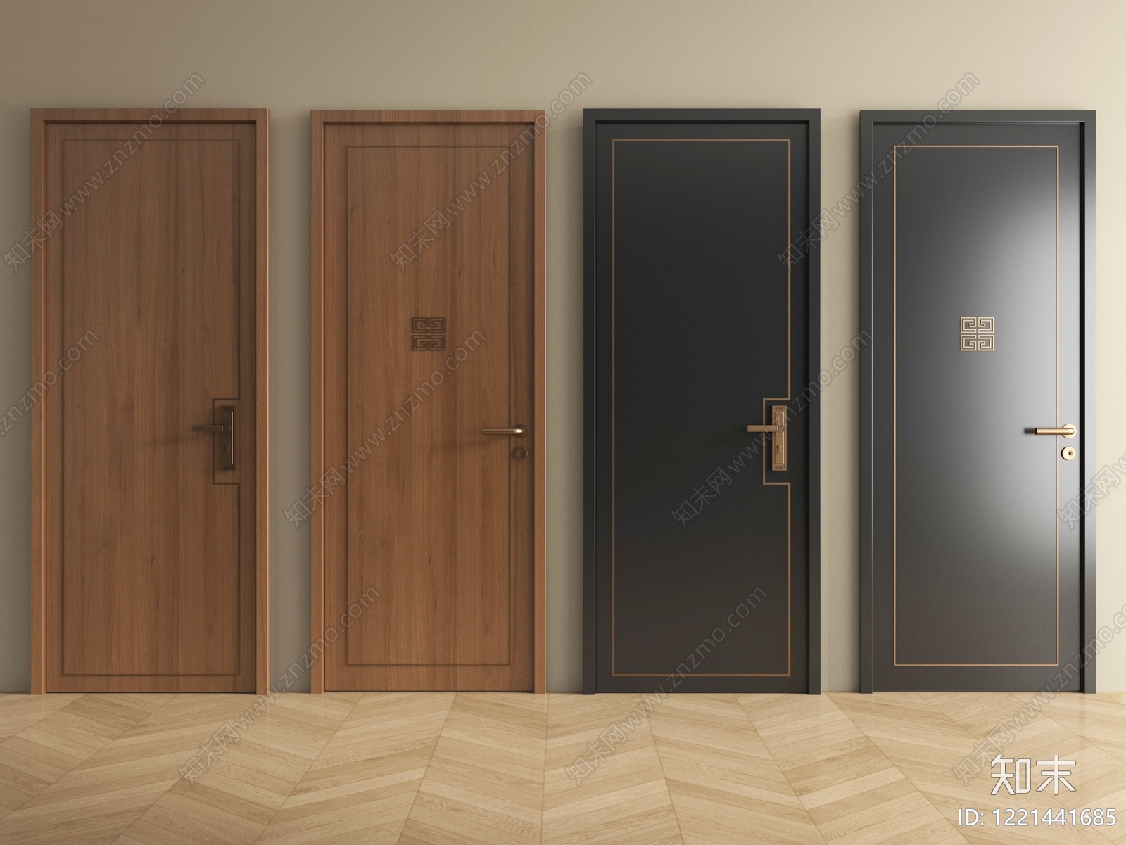新中式单开门3D模型下载【ID:1221441685】