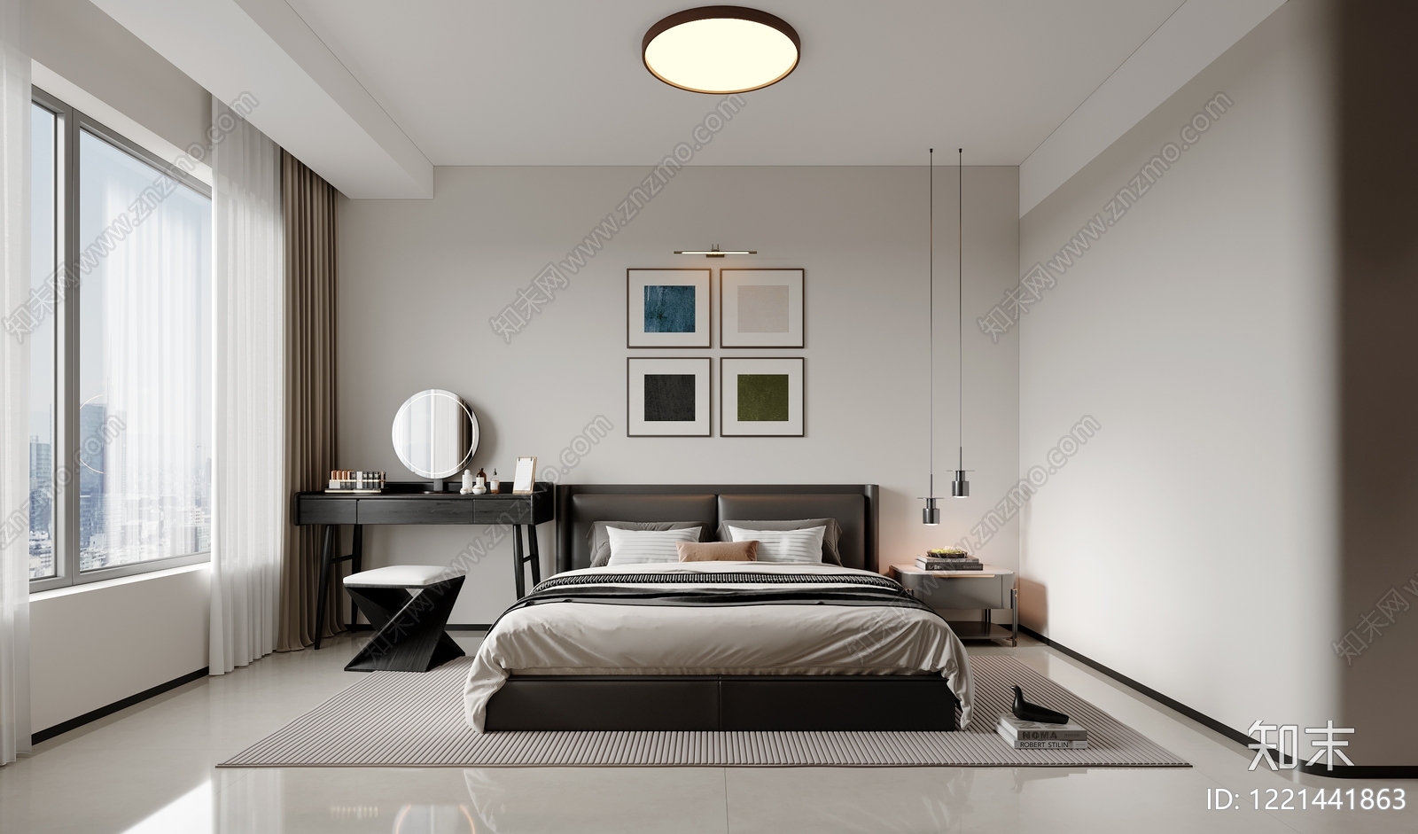 极简家居卧室3D模型下载【ID:1221441863】