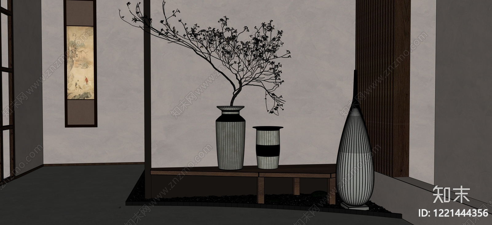 禅意玄关SU模型下载【ID:1221444356】
