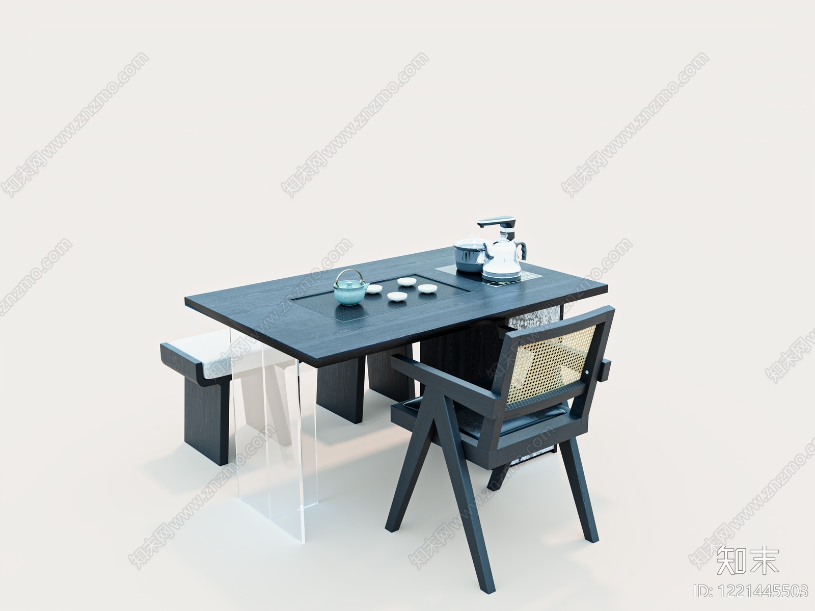 新中式茶桌椅3D模型下载【ID:1221445503】