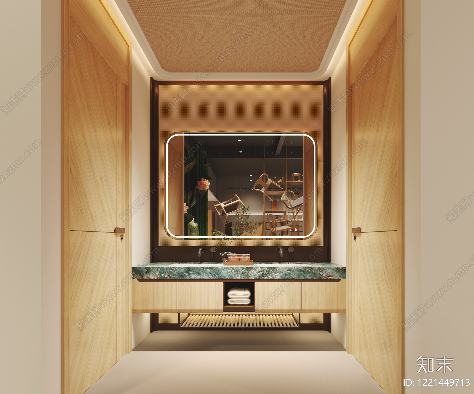 新中式公共卫生间3D模型下载【ID:1221449713】