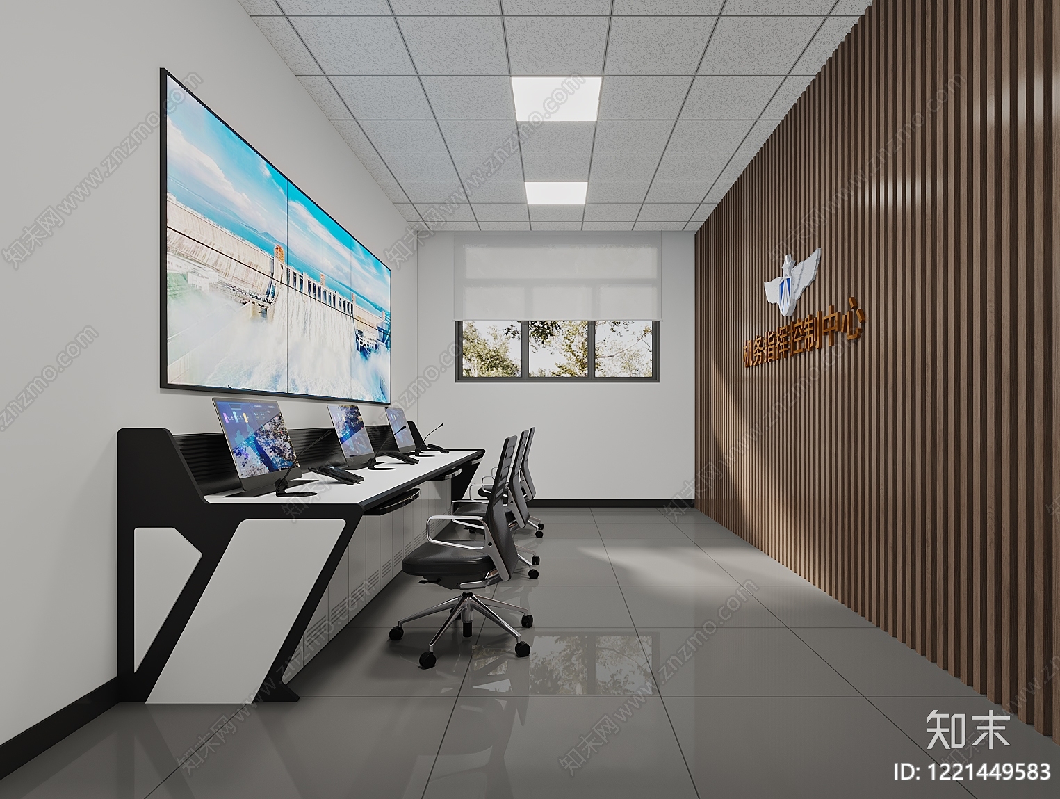 现代简约指挥中心3D模型渲染效果图