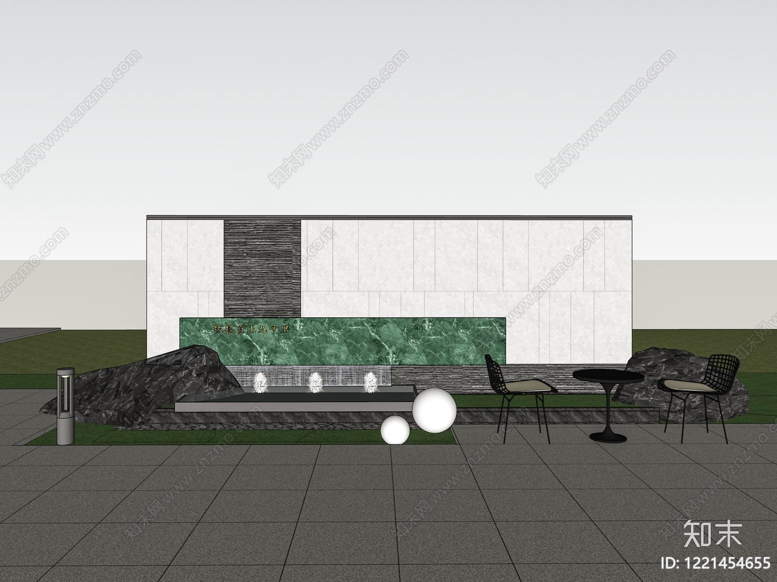 新中式景观景墙SU模型下载【ID:1221454655】