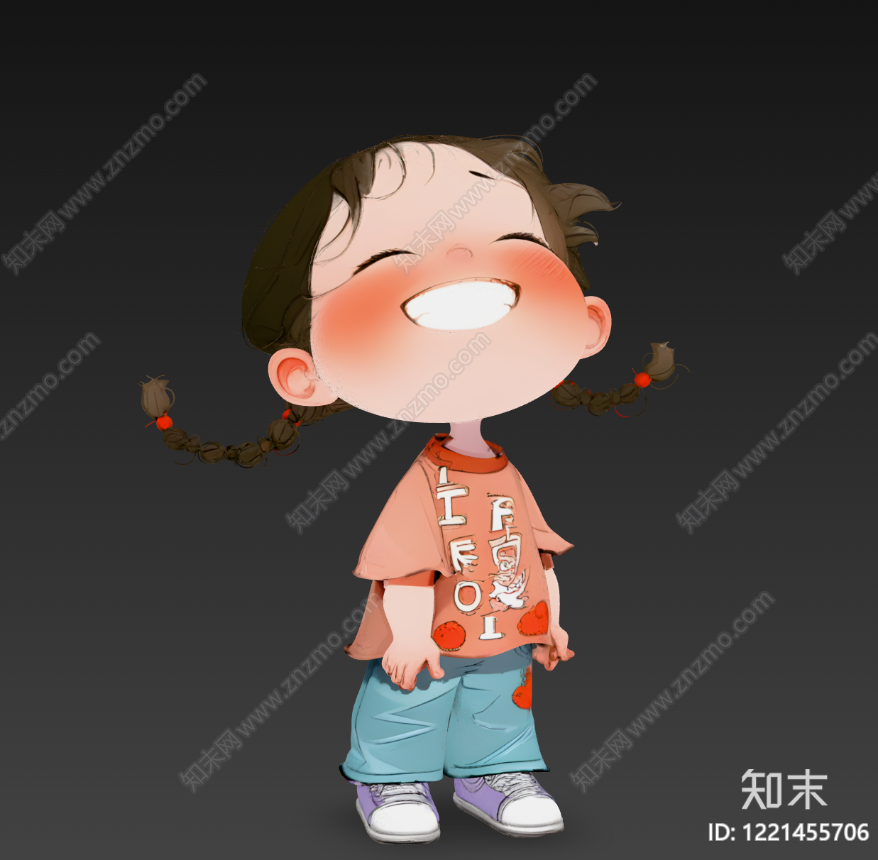卡通Q版虚拟人物3D模型渲染效果图