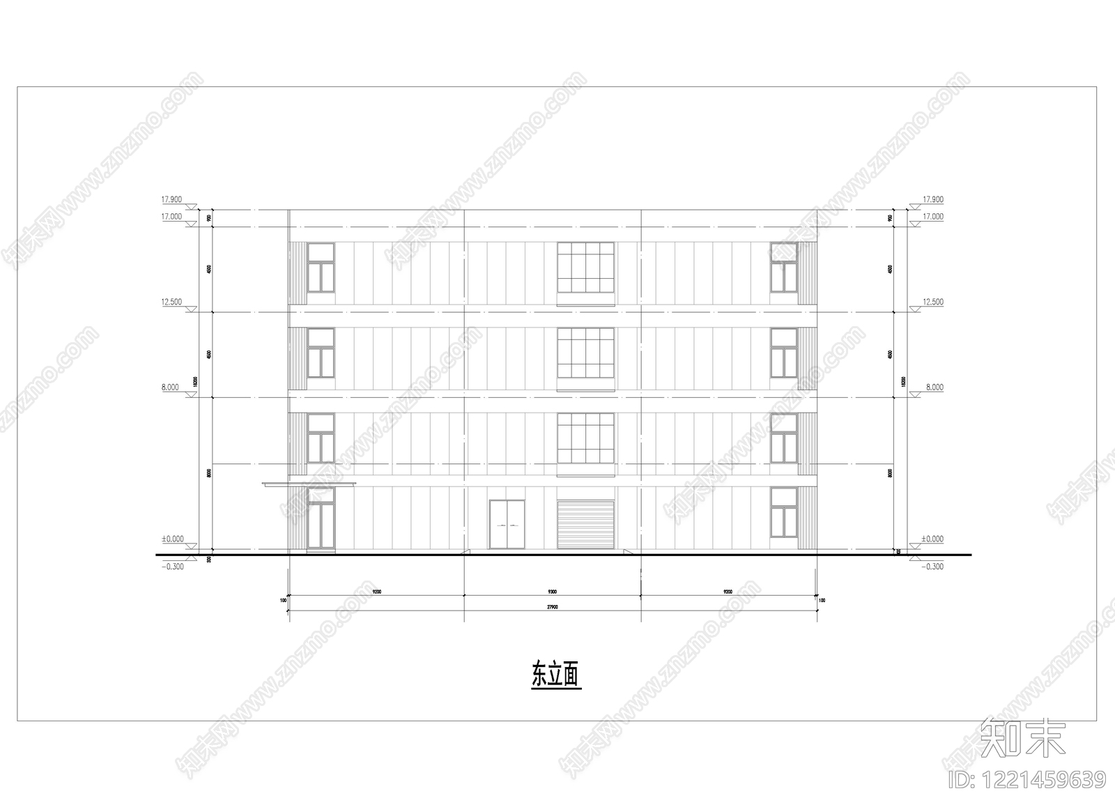 产业园建筑cad施工图下载【ID:1221459639】