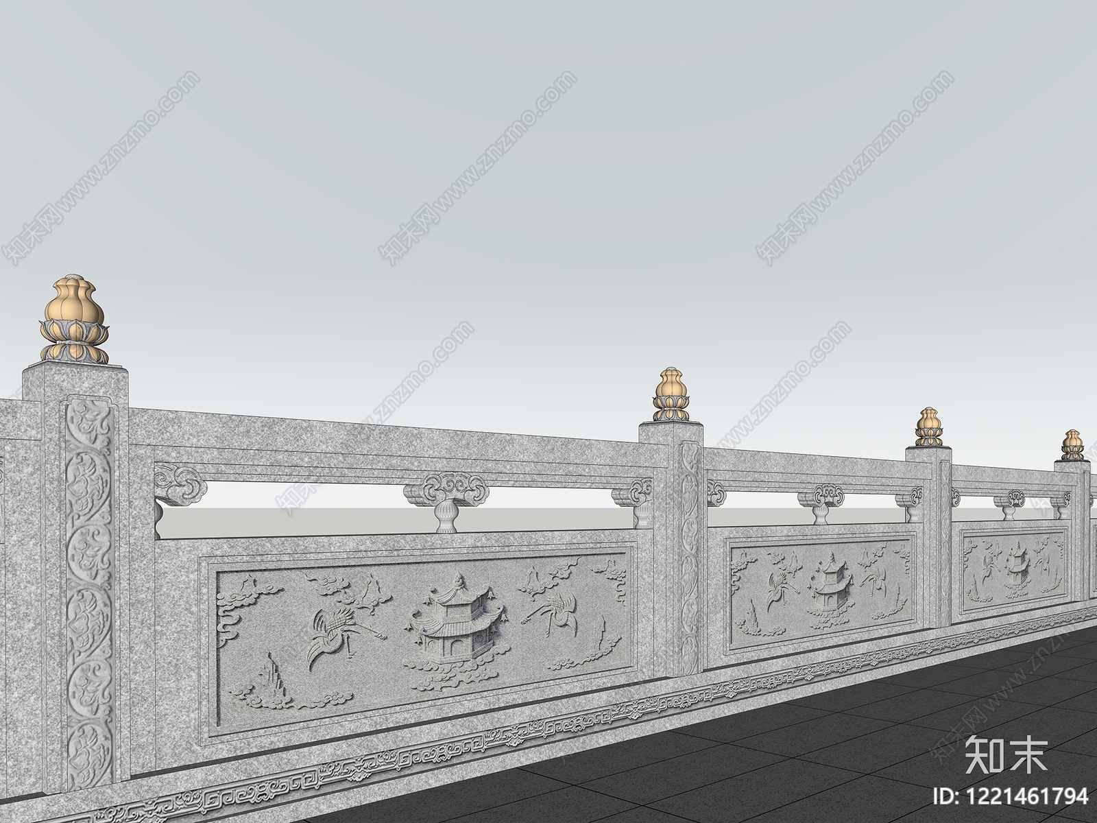 新中式围栏护栏SU模型下载【ID:1221461794】