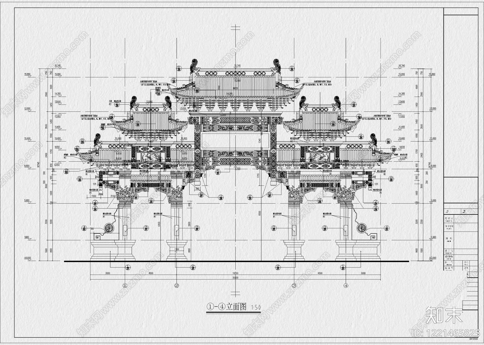 仿古建筑cad施工图下载【ID:1221465825】