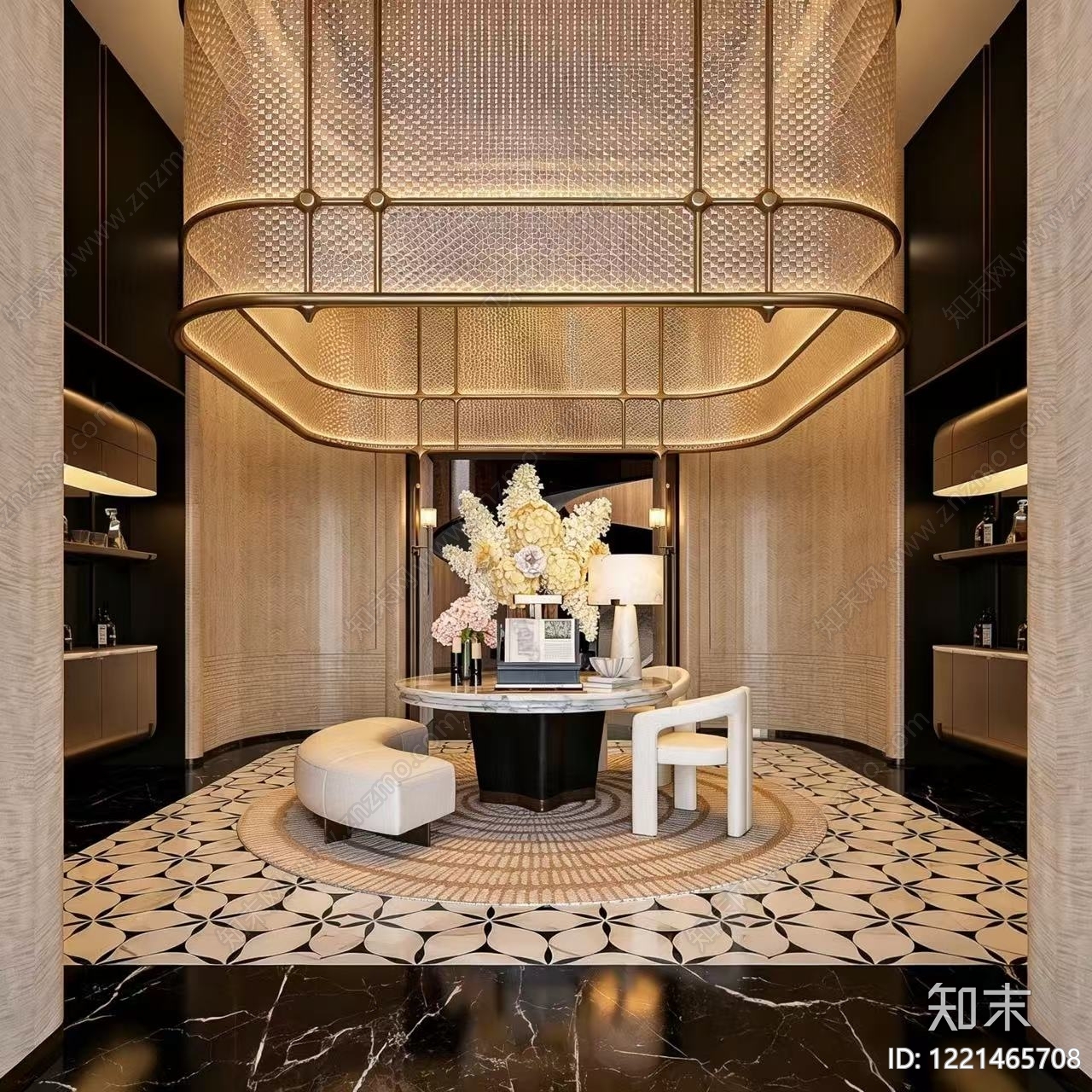 意式轻奢接待室3D模型渲染效果图