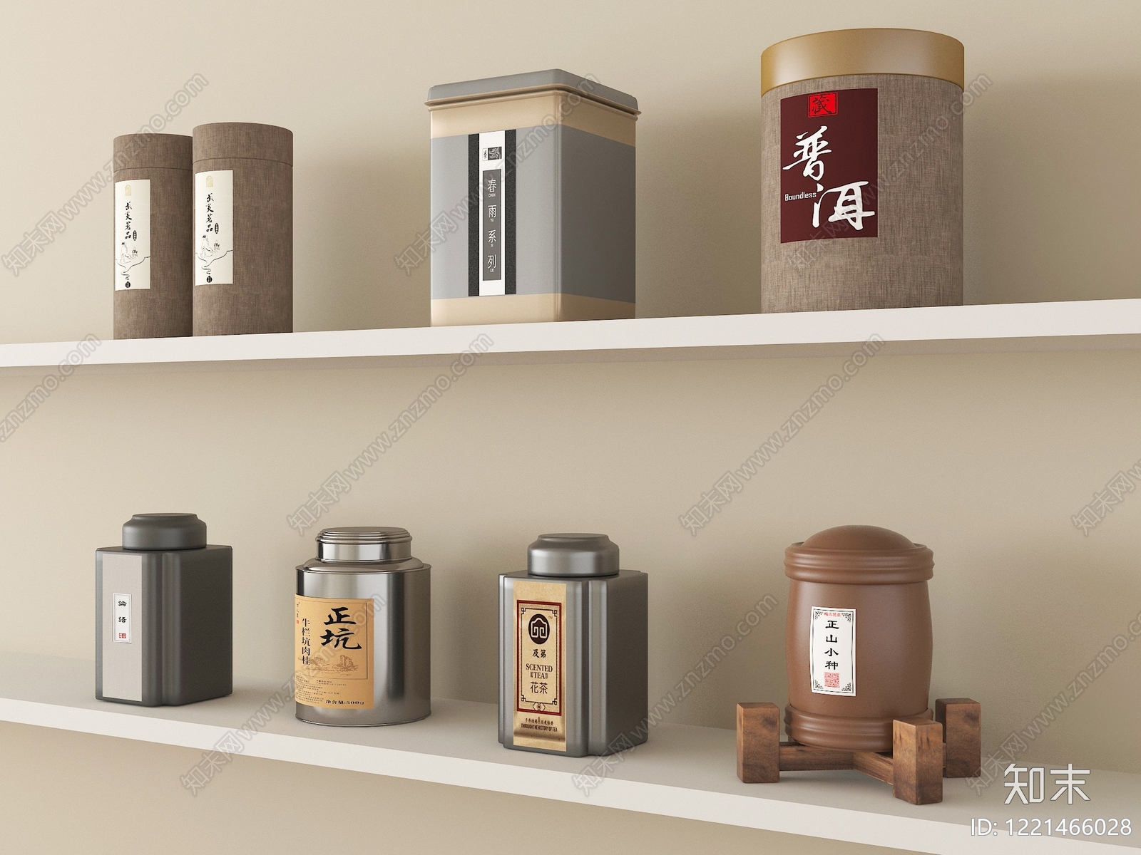 新中式盒子3D模型渲染效果图