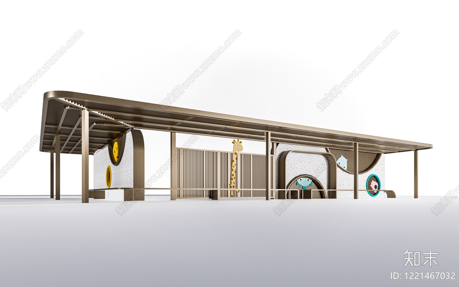 现代童趣风廊架空间3D模型下载【ID:1221467032】