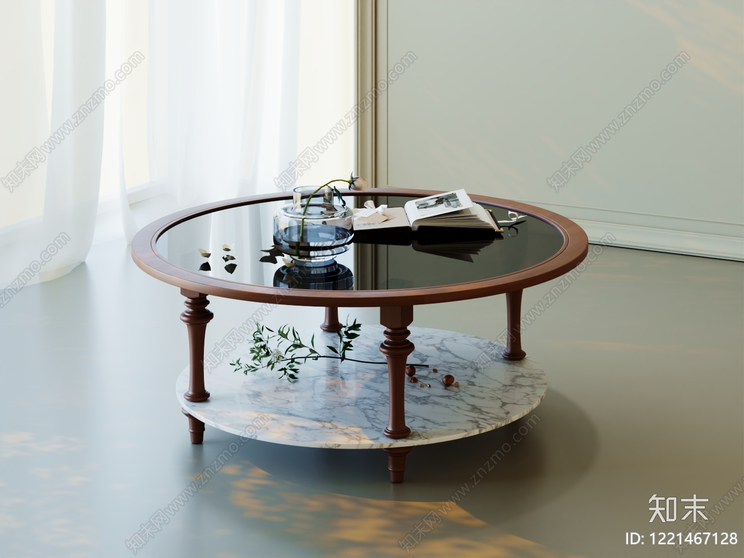 法式茶几3D模型渲染效果图