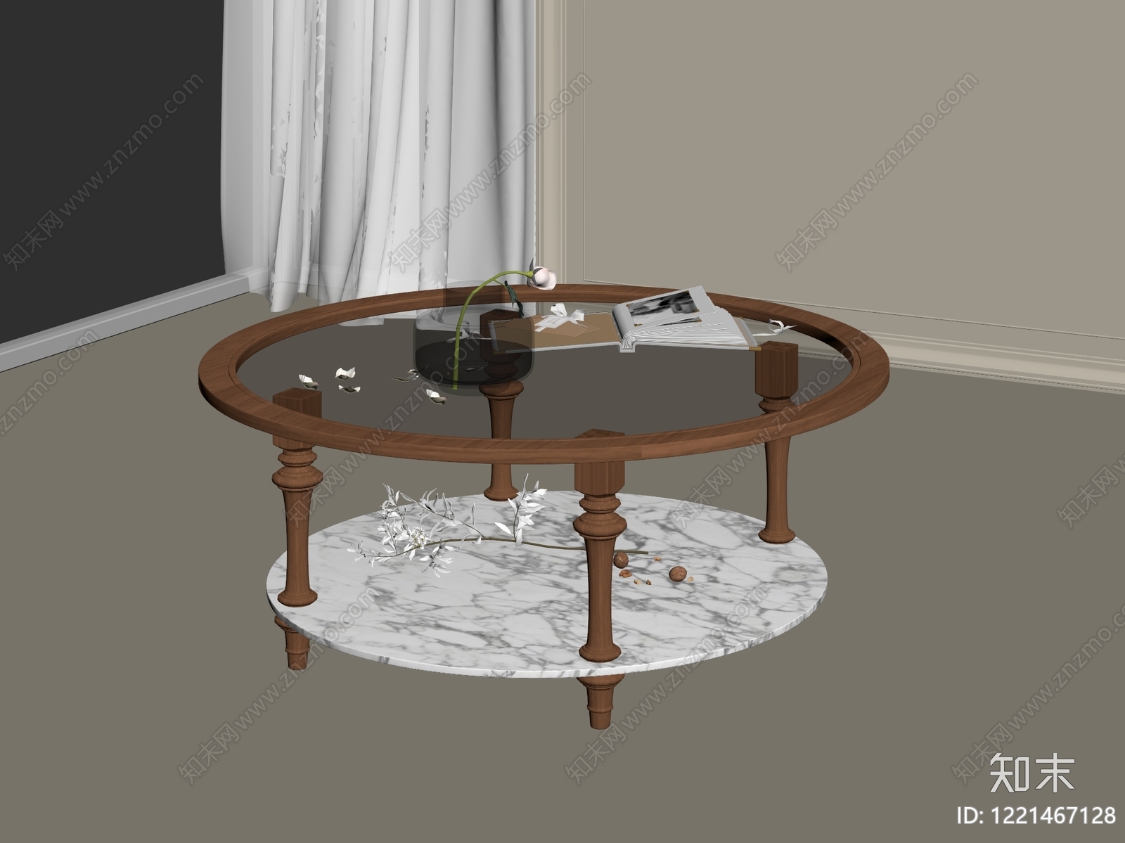 法式茶几3D模型下载【ID:1221467128】