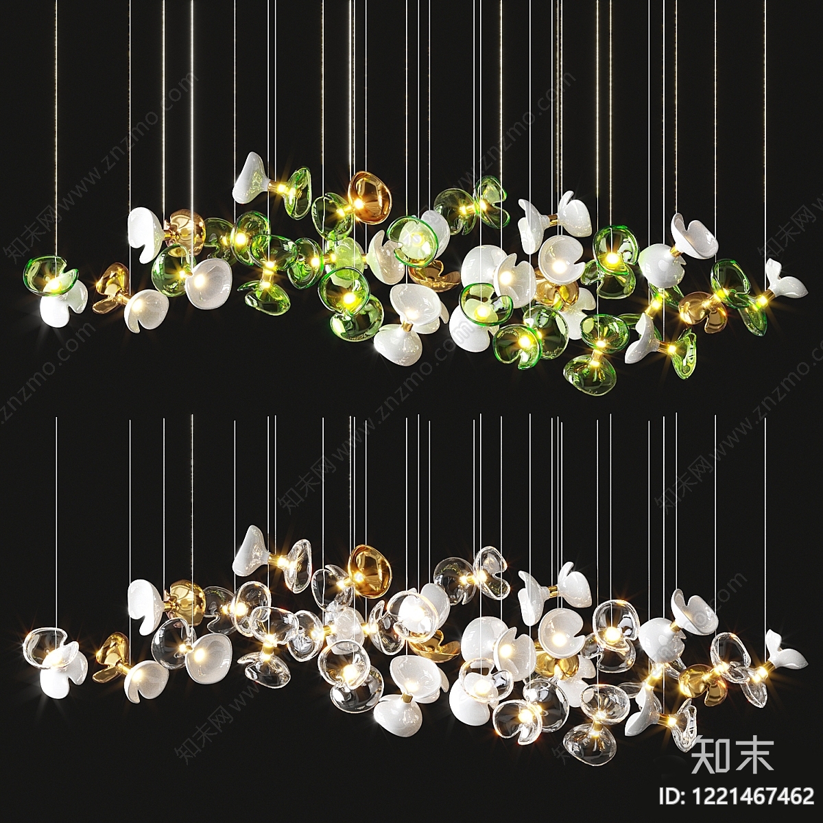 现代轻奢艺术吊灯3D模型下载【ID:1221467462】
