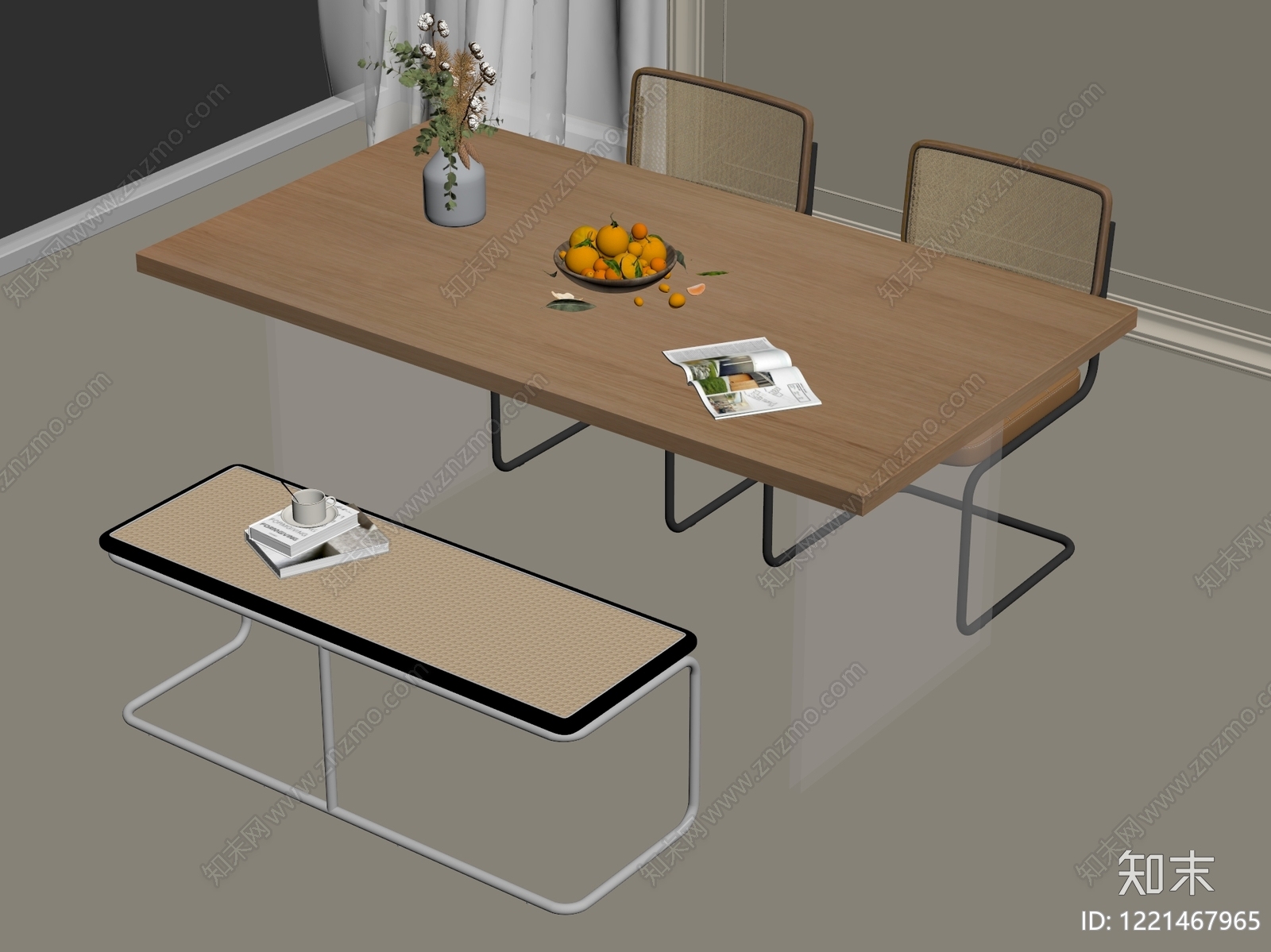现代简约餐桌椅3D模型下载【ID:1221467965】