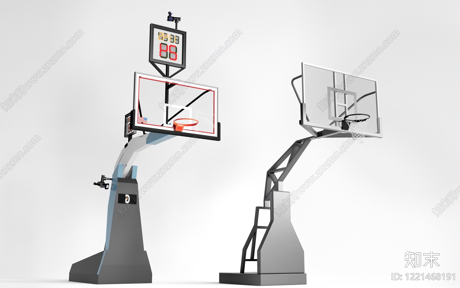 现代主义篮球场3D模型渲染效果图