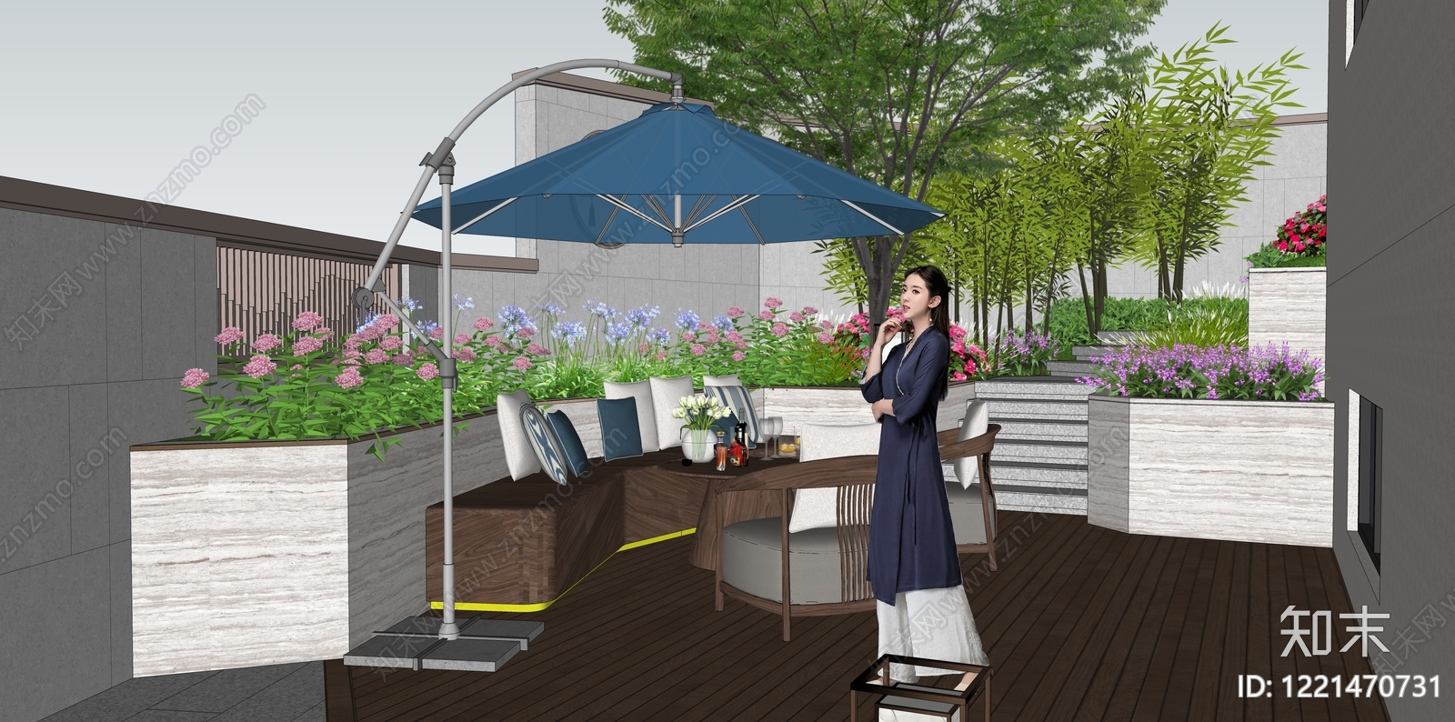 新中式别墅庭院SU模型下载【ID:1221470731】