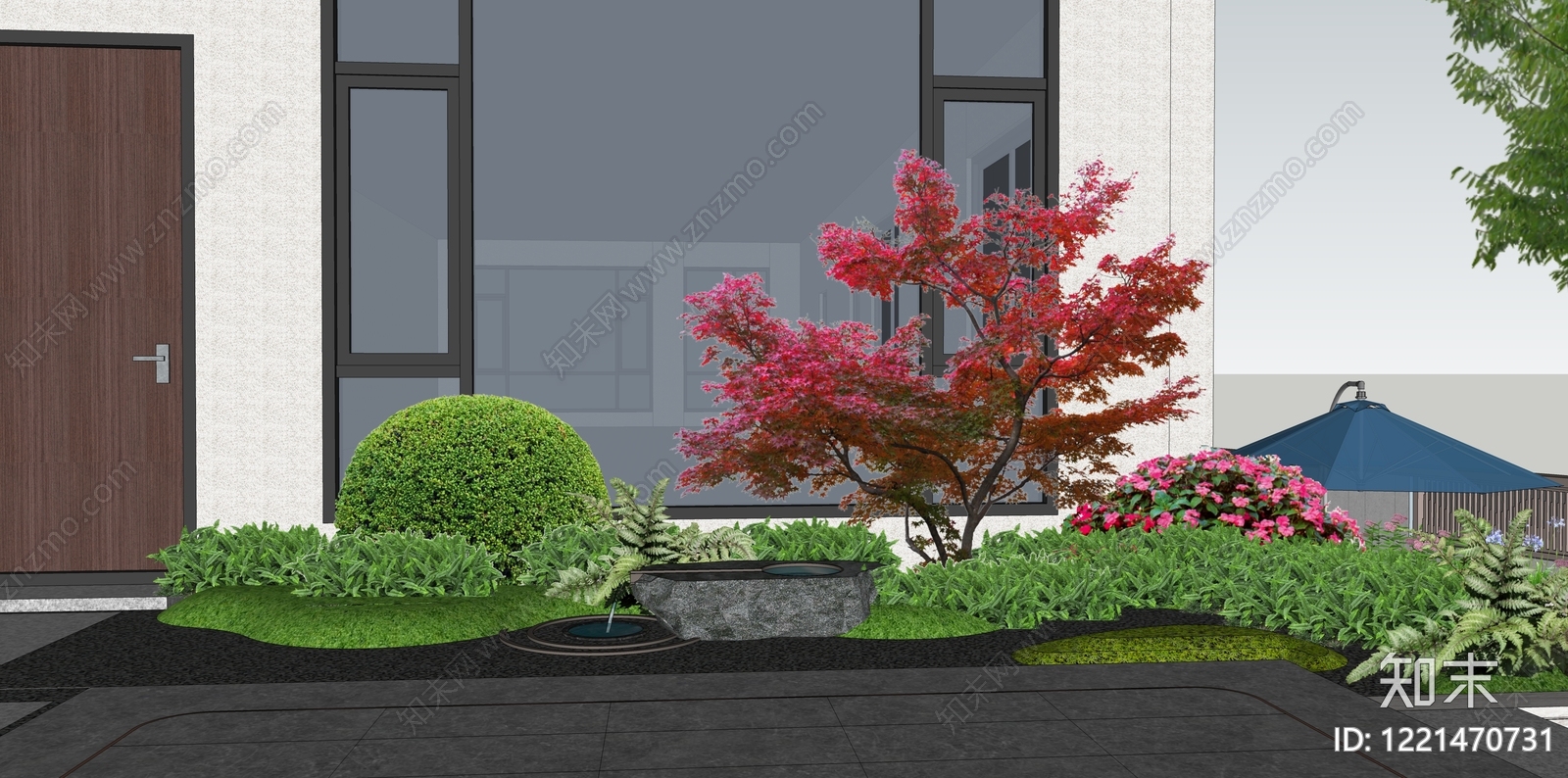 新中式别墅庭院SU模型下载【ID:1221470731】