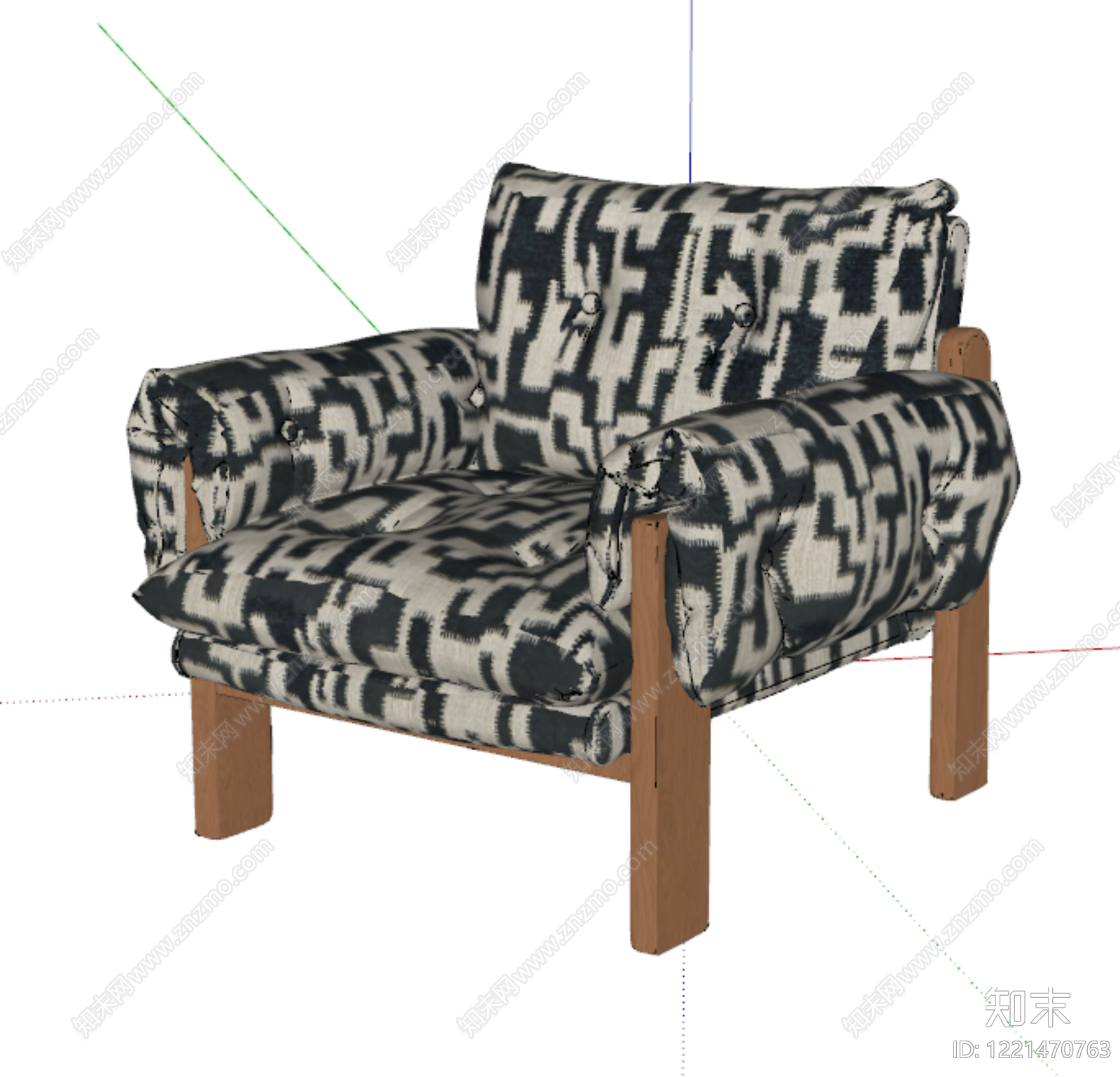 中古风单人沙发SU模型下载【ID:1221470763】