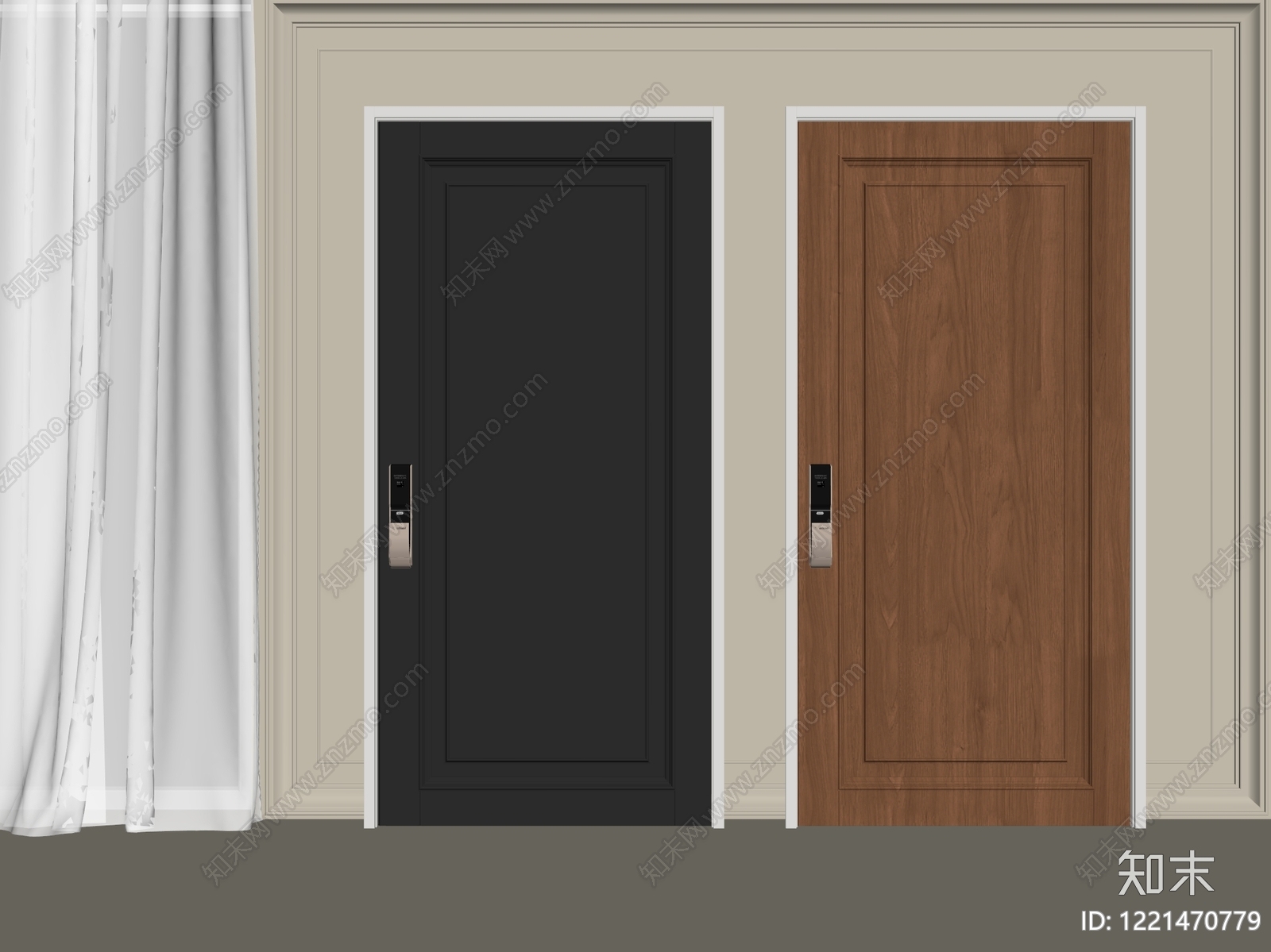 现代简约门组合3D模型下载【ID:1221470779】
