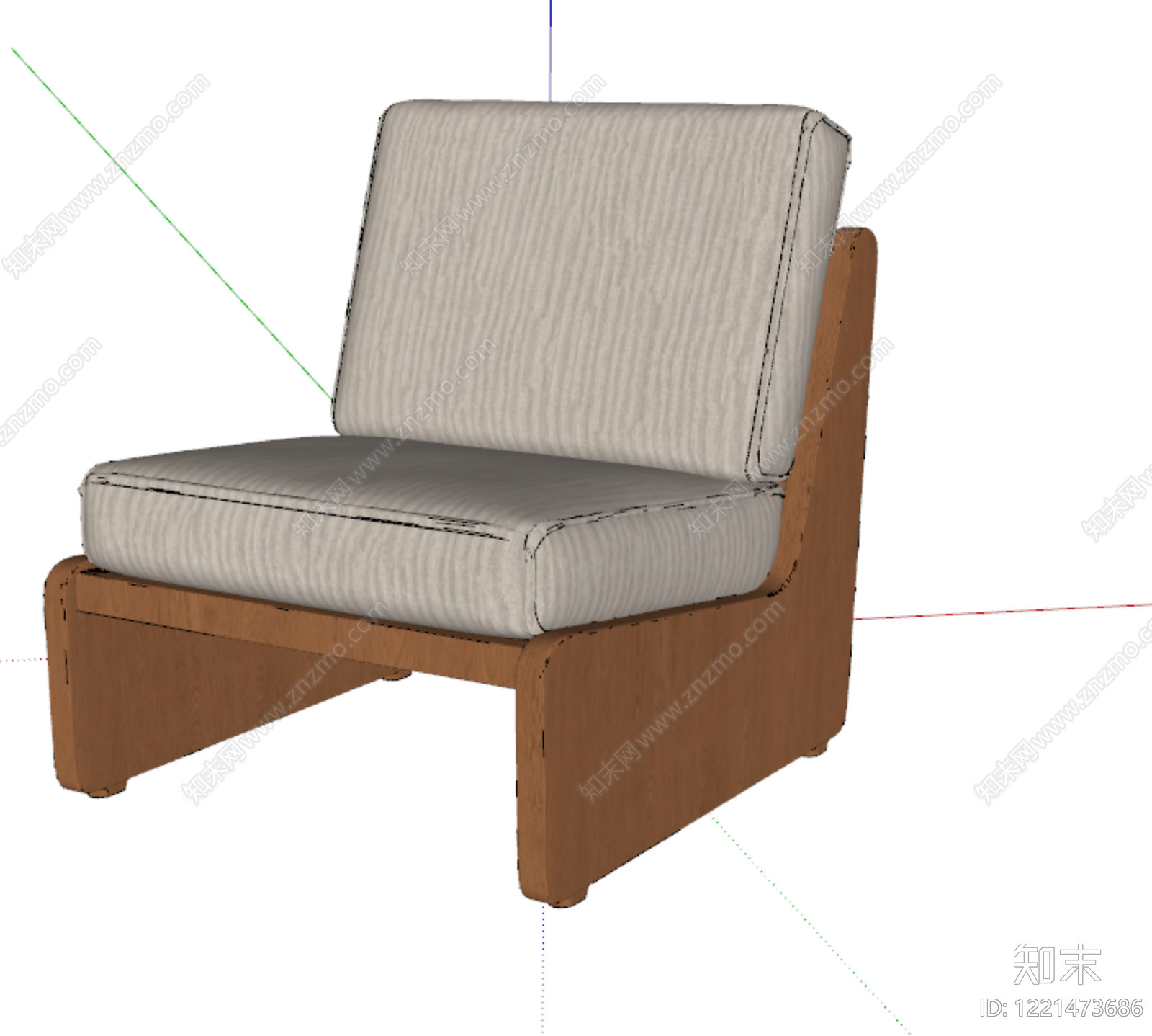 北欧单人沙发SU模型下载【ID:1221473686】