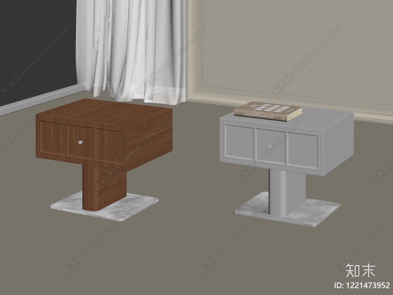 现代简约床头柜3D模型下载【ID:1221473952】