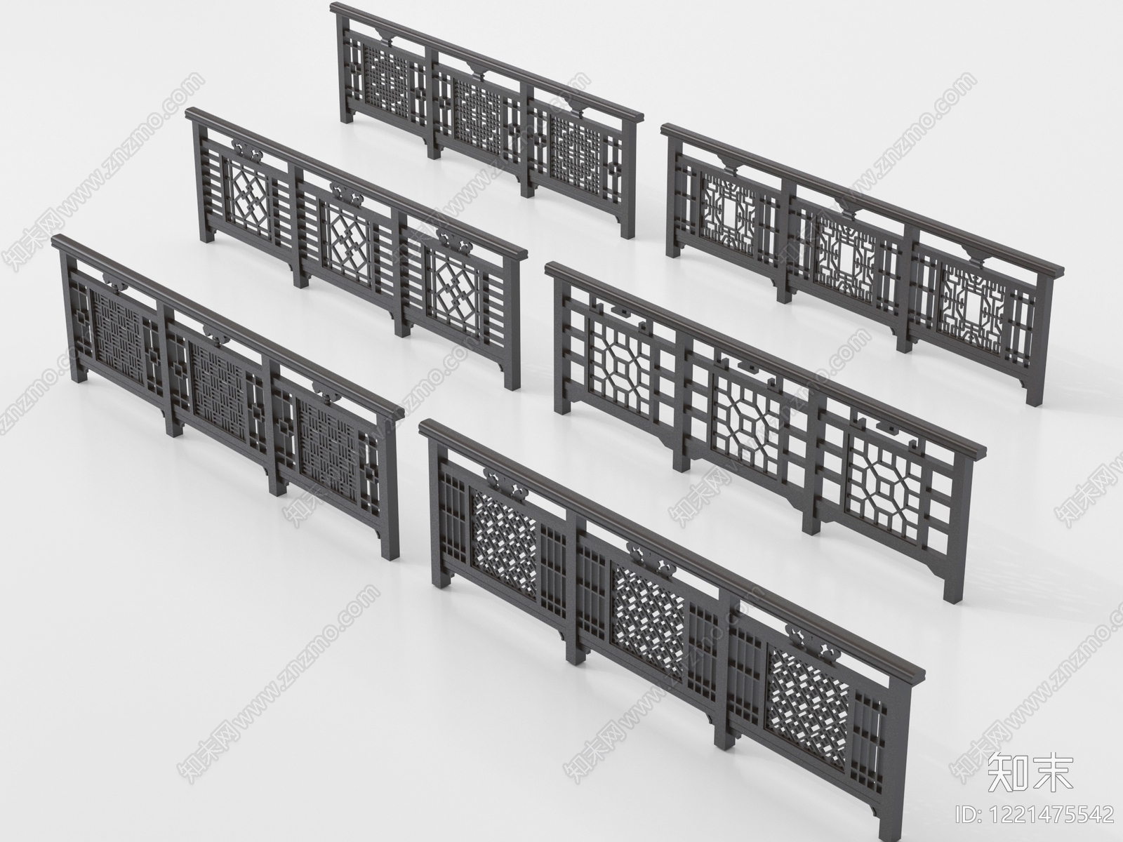 新中式栏杆3D模型下载【ID:1221475542】