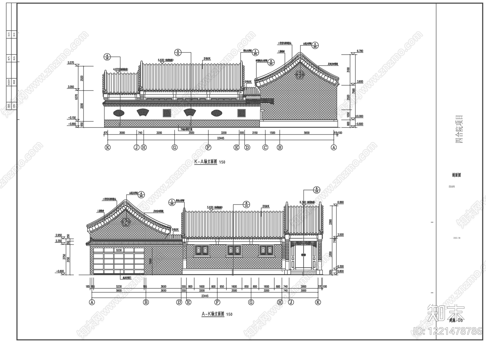仿古建筑cad施工图下载【ID:1221478786】