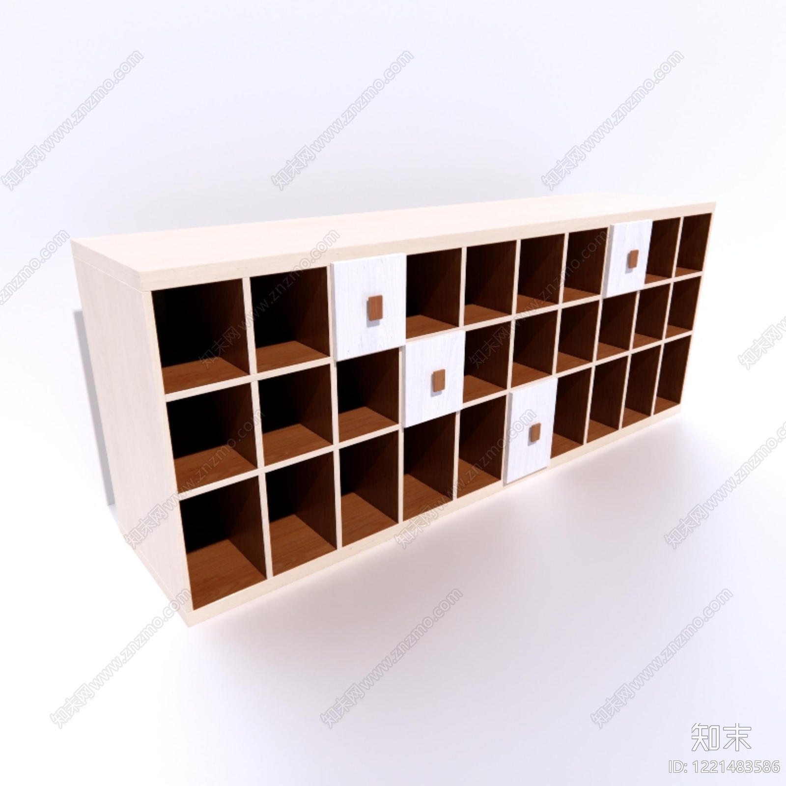 北欧书柜3D模型渲染效果图
