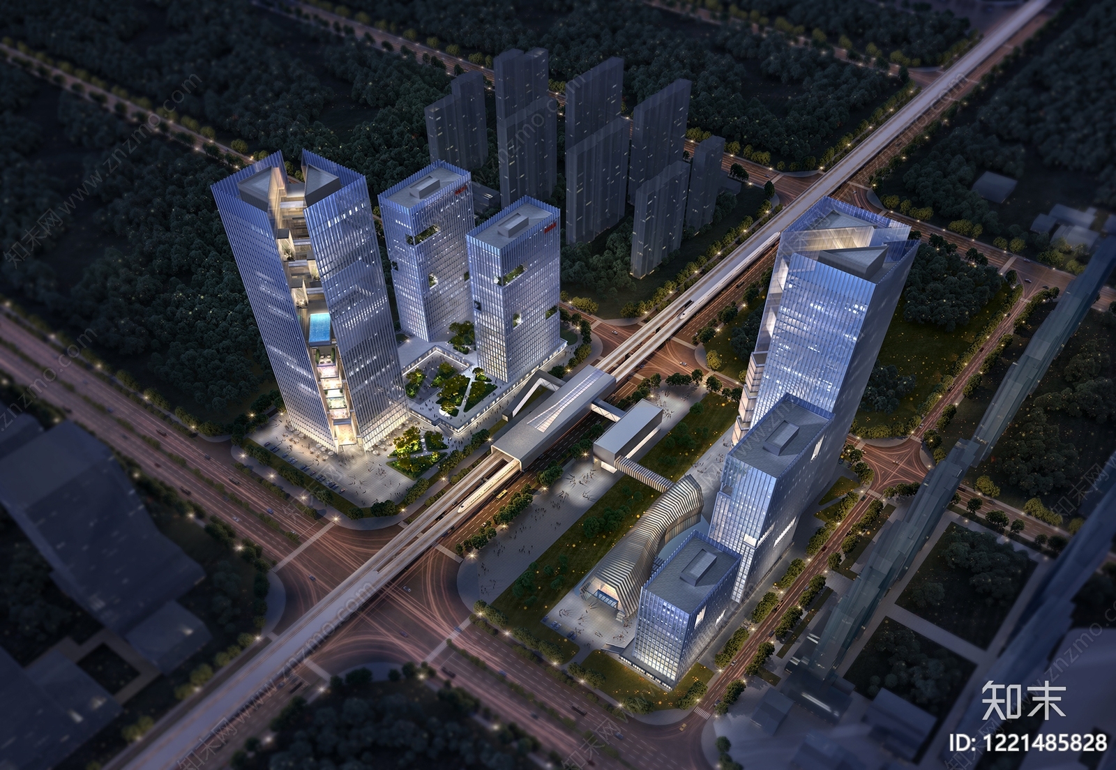 现代主义商业综合体3D模型下载【ID:1221485828】