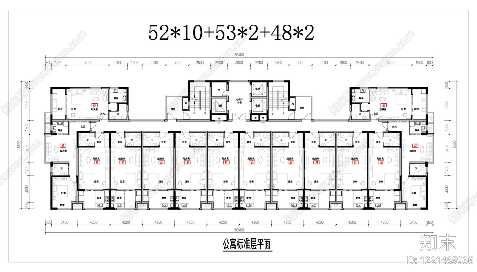 公寓建筑cad施工图下载【ID:1221485936】