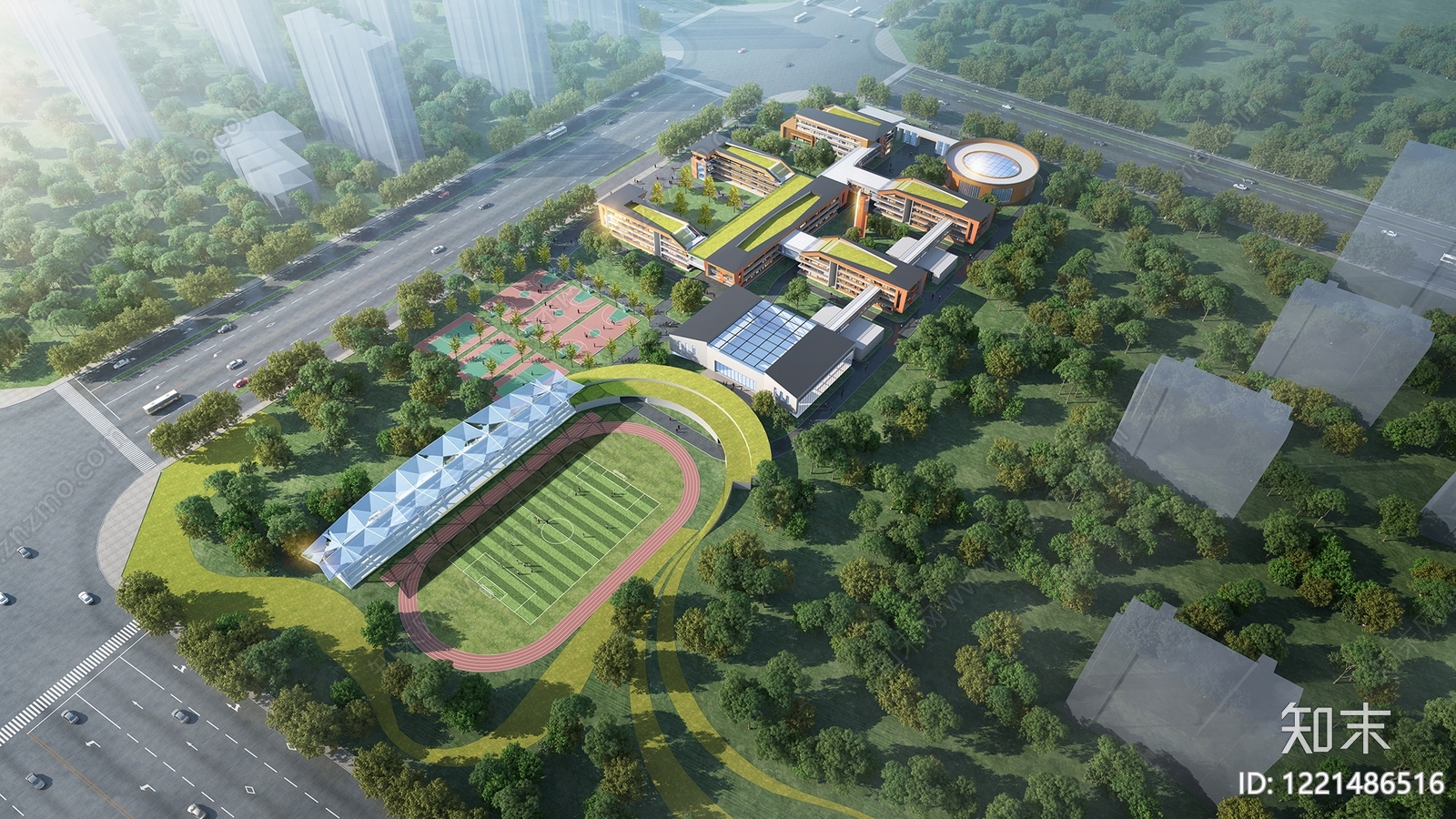 现代主义小学3D模型下载【ID:1221486516】