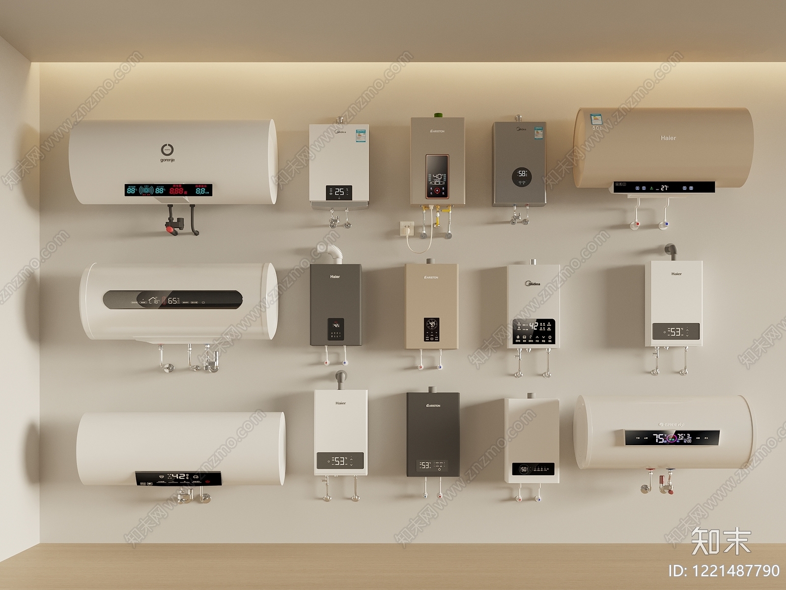 现代简约热水器3D模型渲染效果图