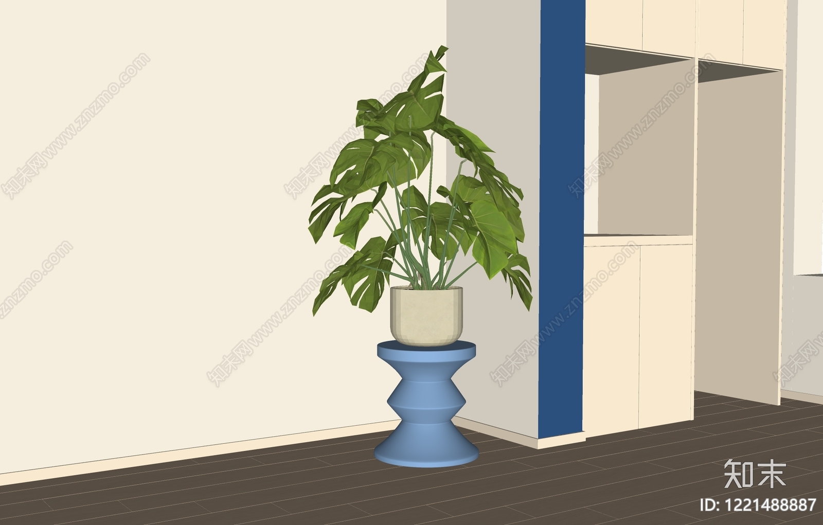 奶油风盆栽SU模型下载【ID:1221488887】