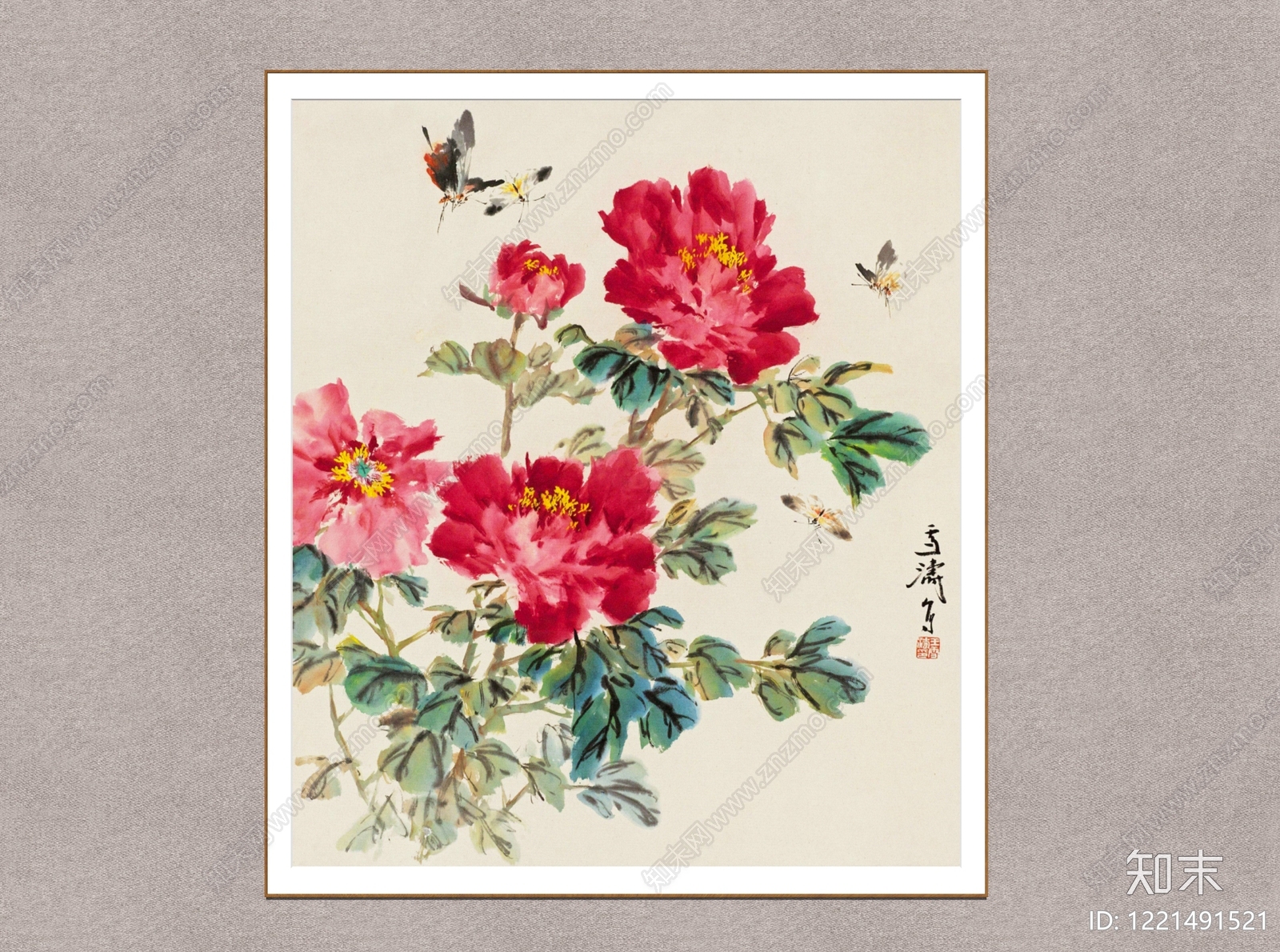 中式牡丹SU模型下载【ID:1221491521】