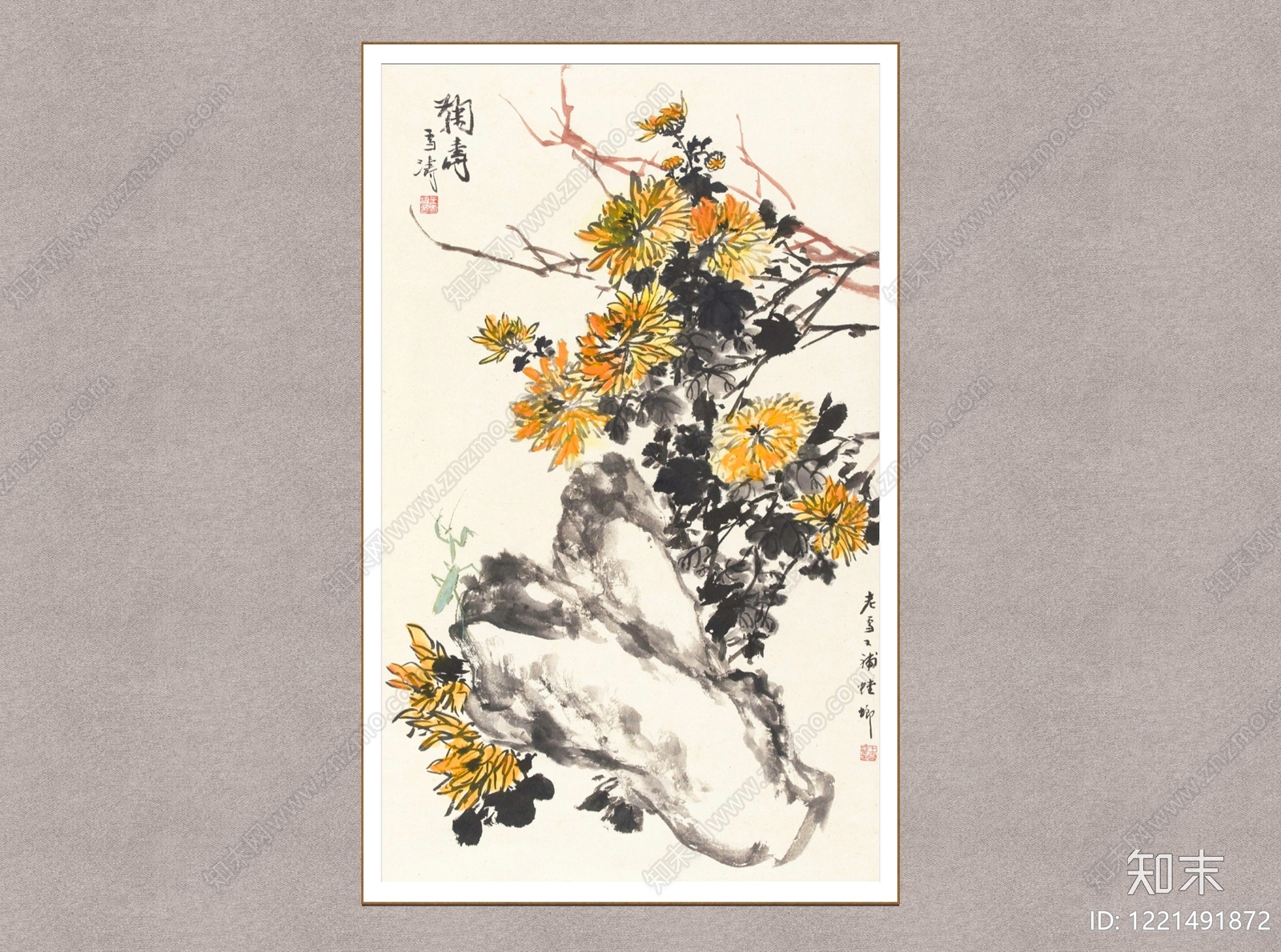 中式挂画SU模型草图