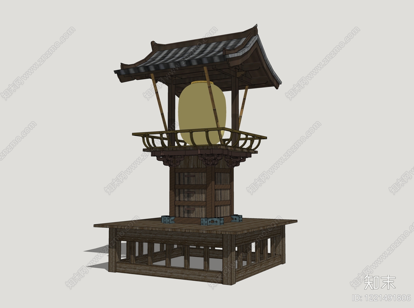 日式古建筑SU模型下载【ID:1221491806】