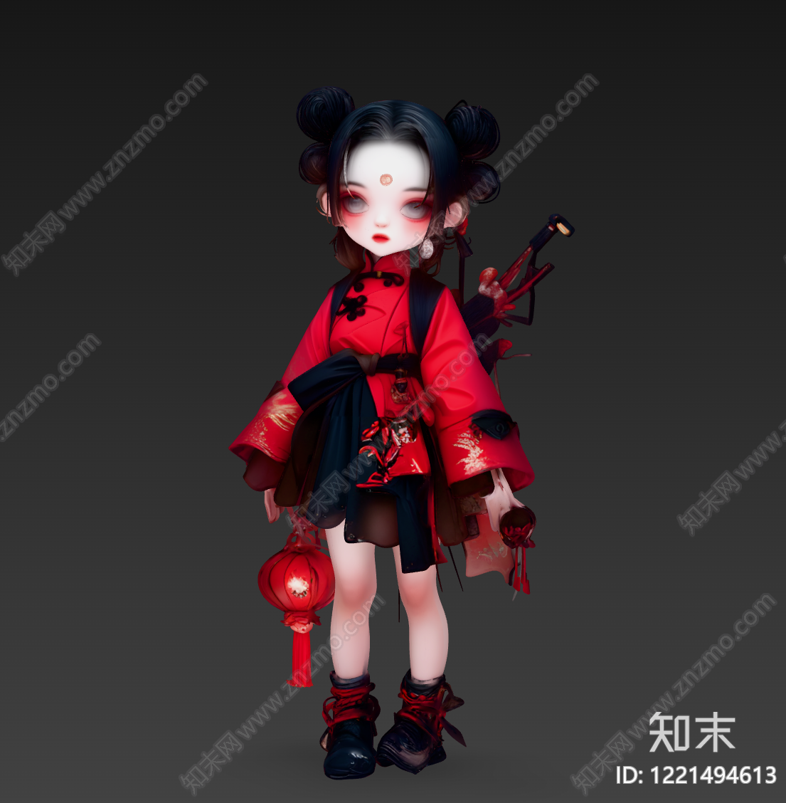 新中式虚拟人物3D模型渲染效果图