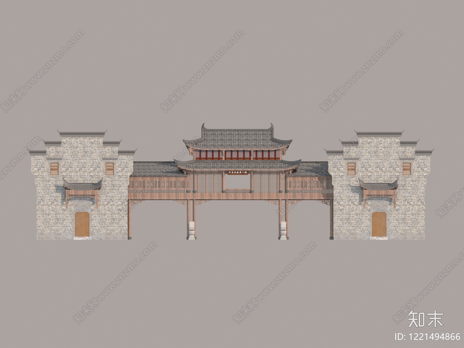 新中式古建3D模型渲染效果图