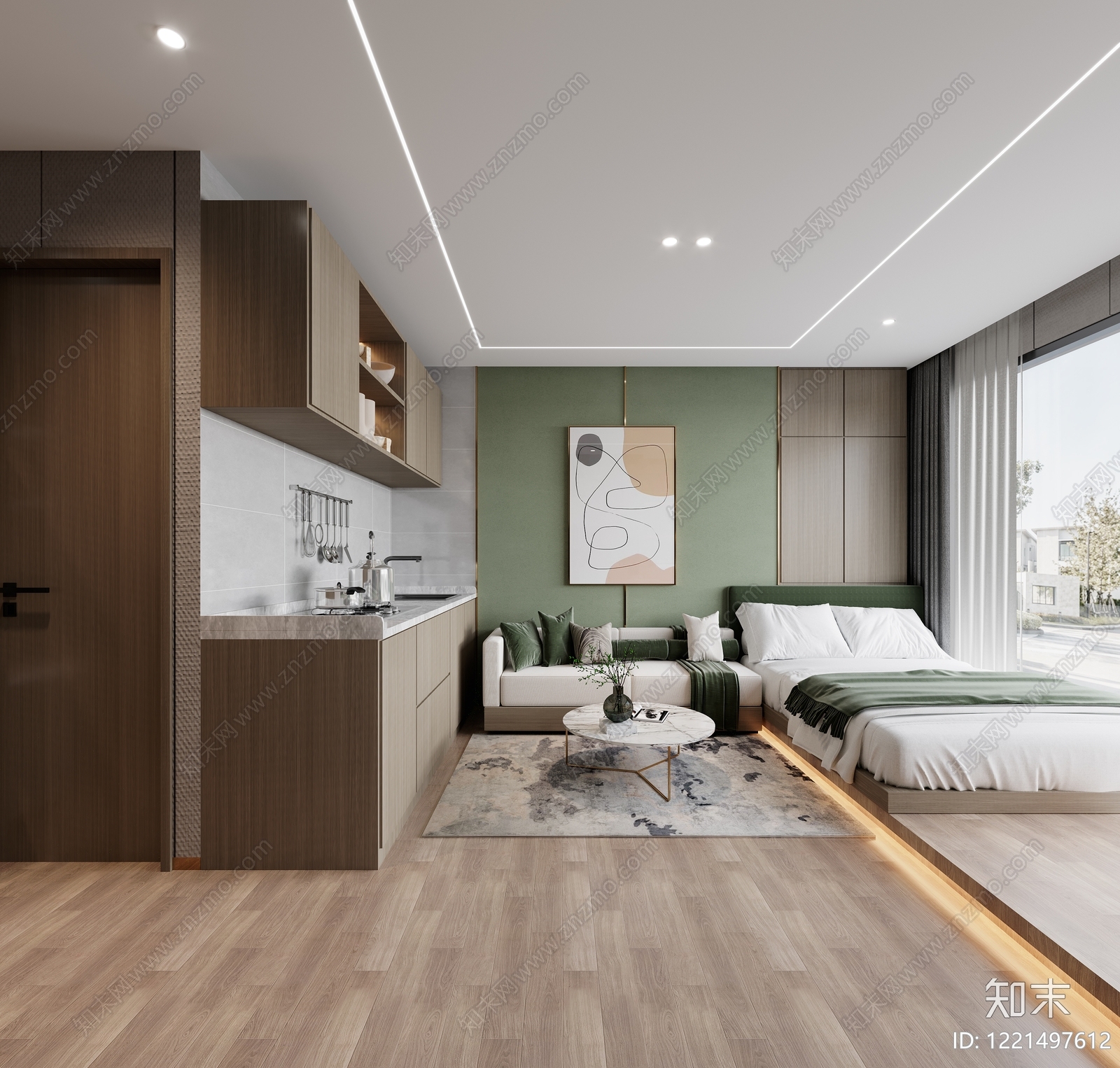 现代简约酒店客房3D模型下载【ID:1221497612】