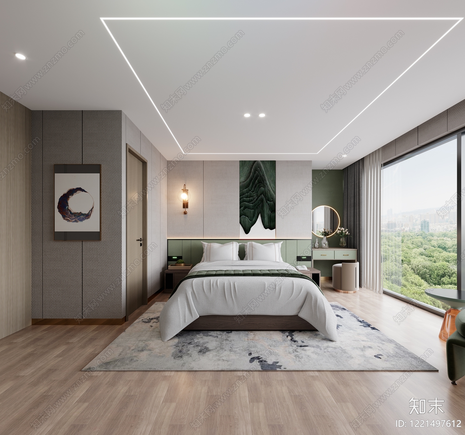 现代简约酒店客房3D模型下载【ID:1221497612】