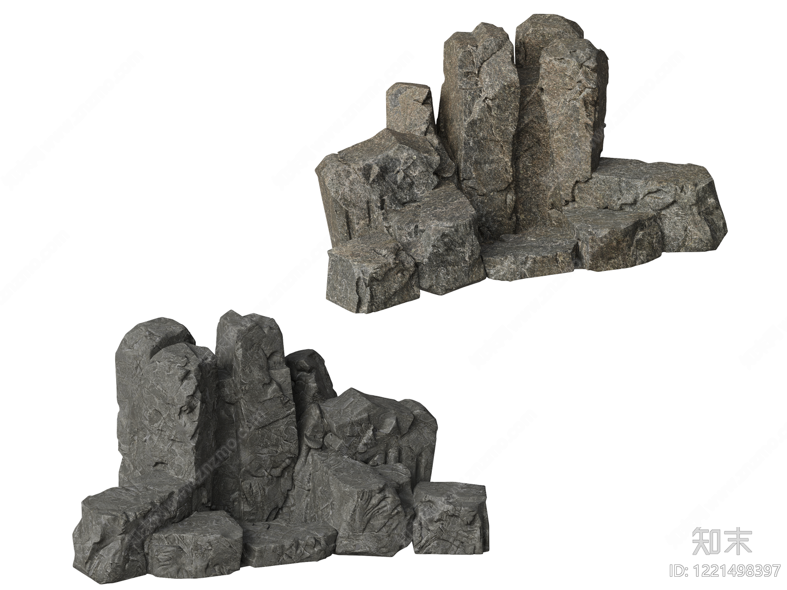 新中式景观石头3D模型渲染效果图