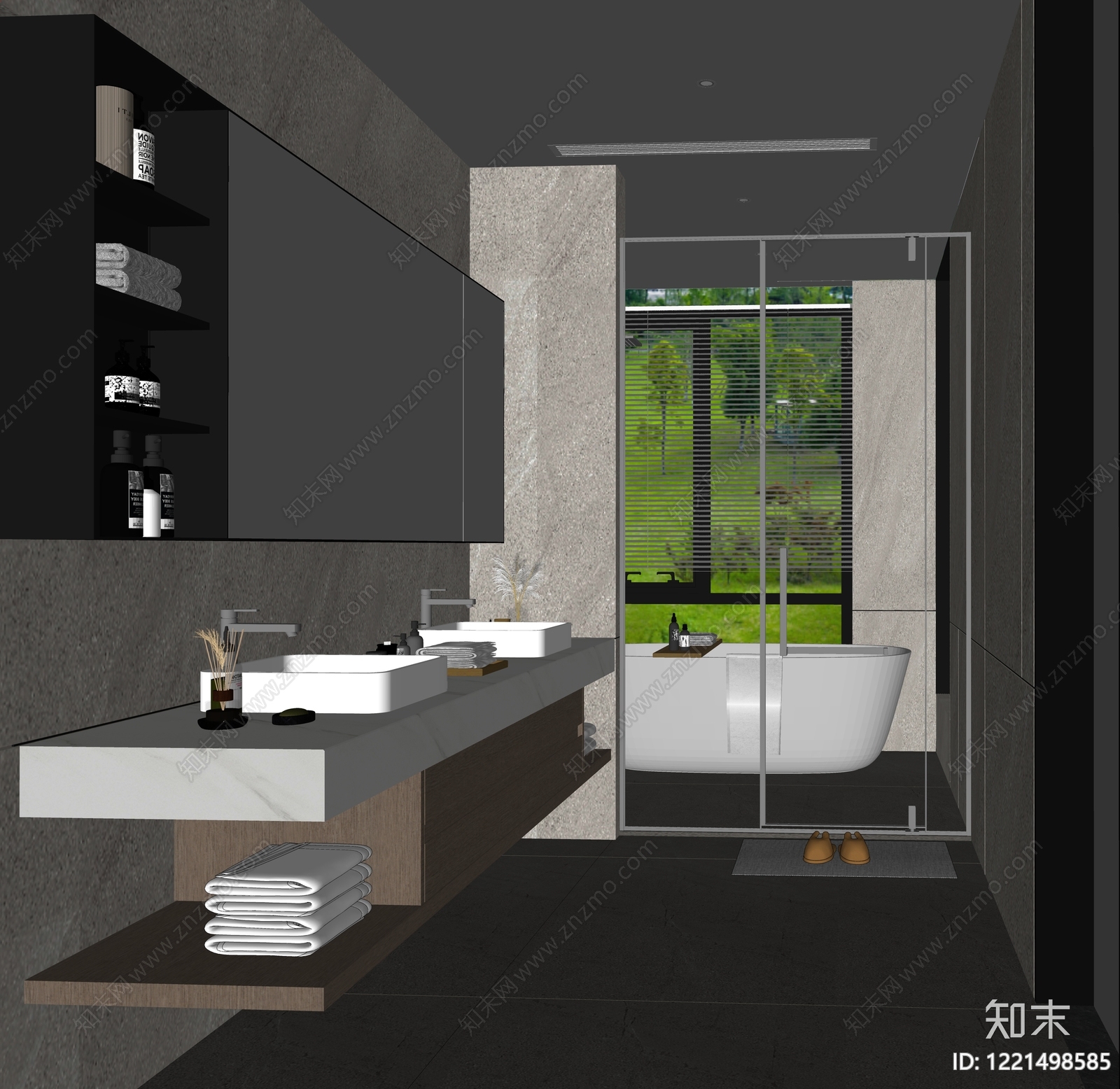 极简卫生间SU模型下载【ID:1221498585】