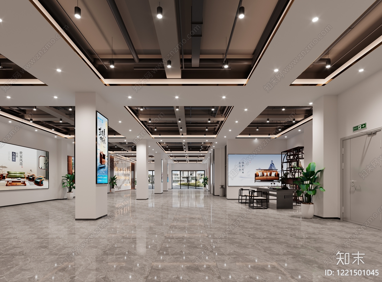 新中式家具展厅3D模型渲染效果图