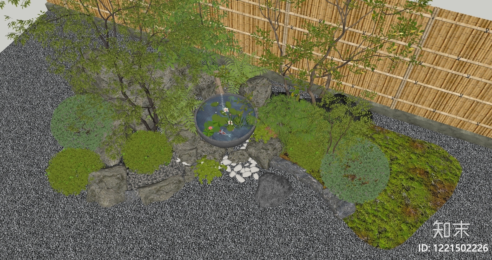禅意别墅庭院SU模型下载【ID:1221502226】
