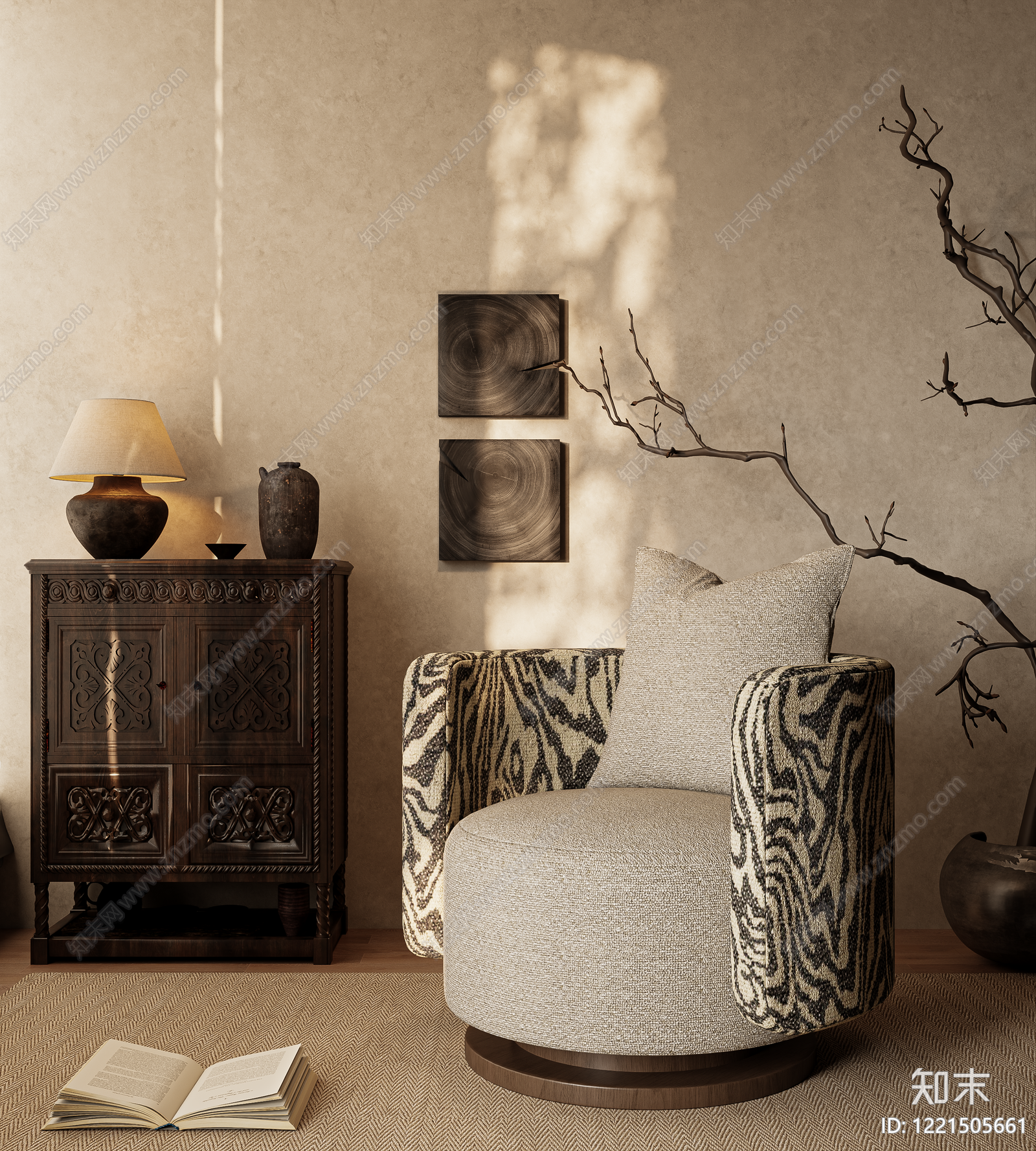 侘寂单人沙发SU模型下载【ID:1221505661】