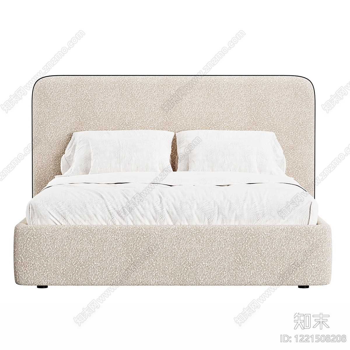 奶油风双人床3D模型下载【ID:1221508208】