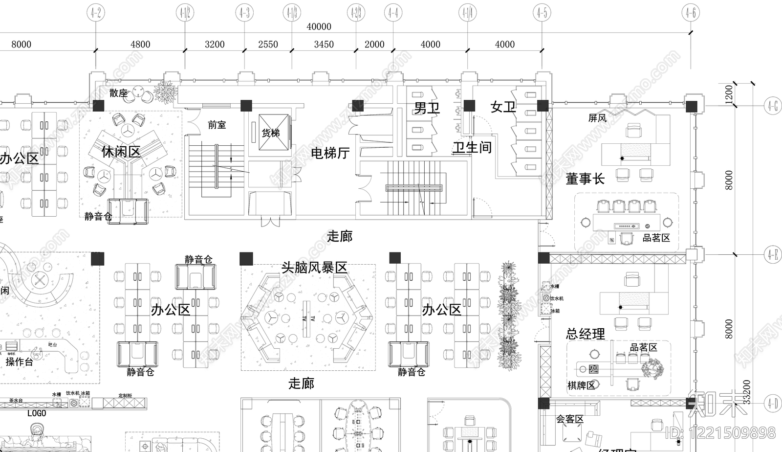 整体办公空间cad施工图下载【ID:1221509898】