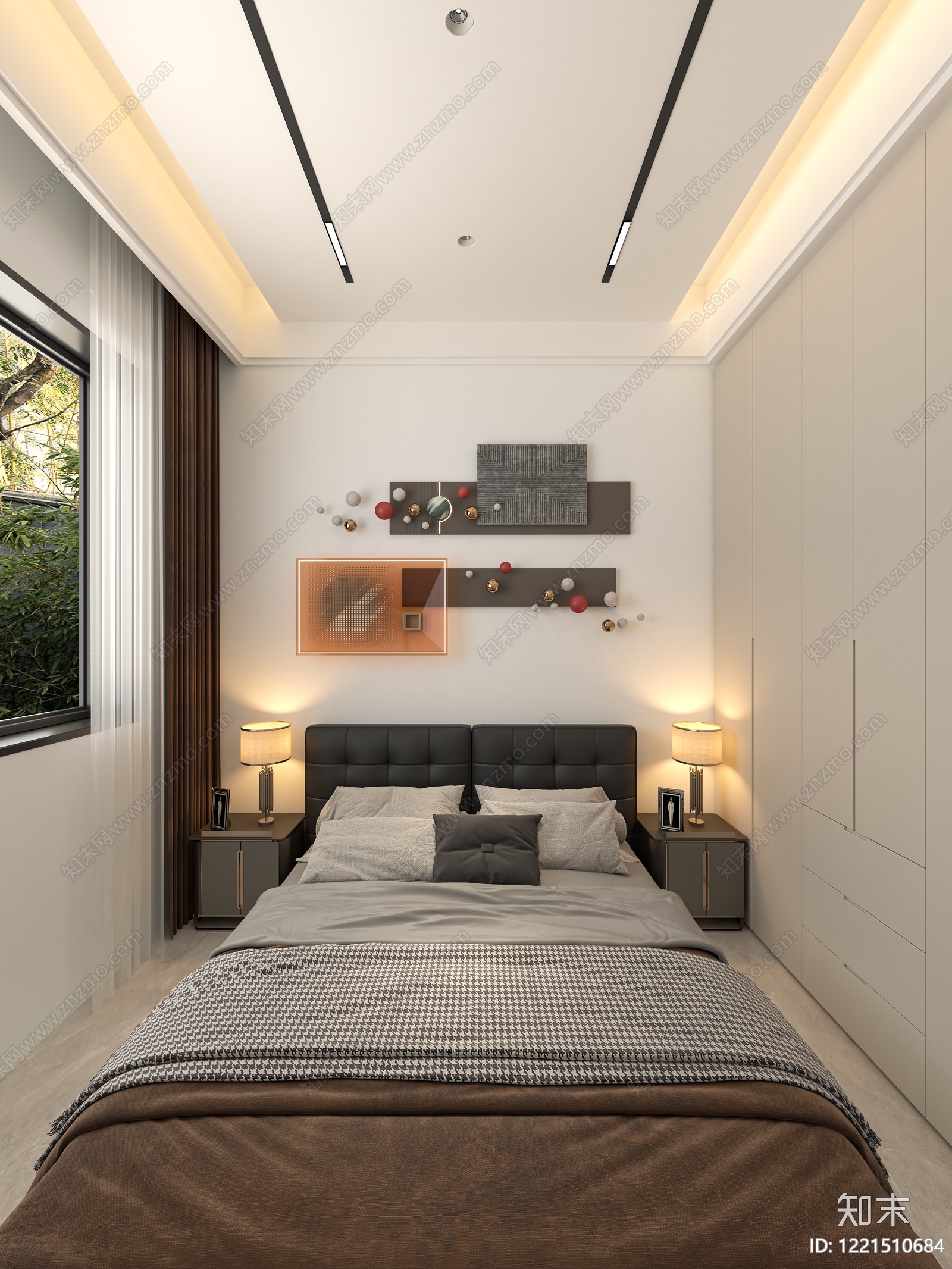 现代简约家居卧室3D模型下载【ID:1221510684】